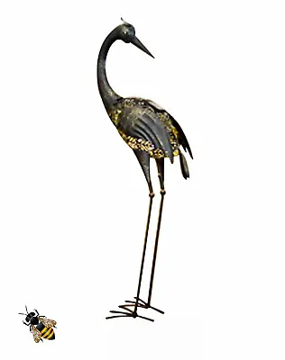 Crane Garden Ornament Tall Solar Light Decoration Outdoor Bird Pond Sculpture • £34.99