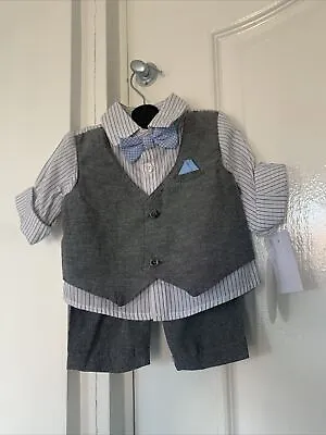 Bnwt Baby Boy Smart 2 Piece Outfit /special Event Bow Tie Age 3 Mths -miniclasix • £8.99