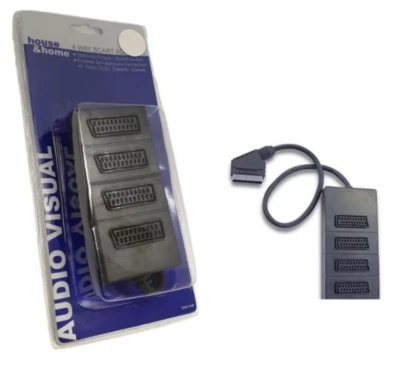 £8.99 • Buy 4 Way Scart Lead Cable Wire Splitter Switch Box Adapter Extension Tv Dvd Video