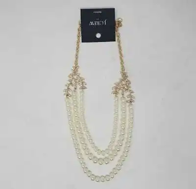 $39.99 • Buy New J Crew Factory Three Layer Pearl  And Crystal Statement Necklace