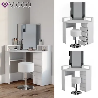 £192.50 • Buy Dressing Table Corner Vanity Make-up Desk Tilda White Designer Stool Vicco