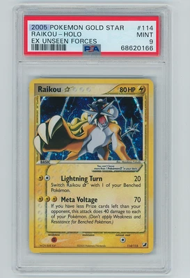 $207.50 • Buy B POKEMON PSA 9 MINT 2006 Ex Unseen Forces Raikou Gold Star 114/115