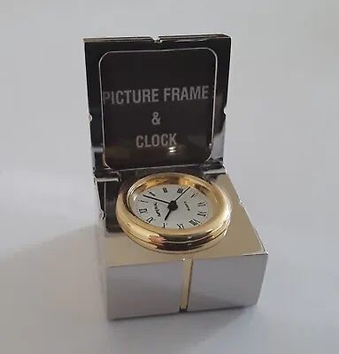 Miniature Silver Parcel Clock With Photo Frame And Gold Bow • £20