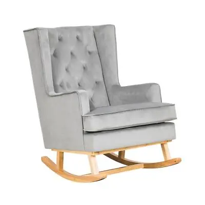 £399 • Buy Velvet Nursing Rocking Baby Feeding Chair - Quiet Grey / Natural Legs