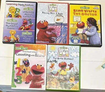 Sesame Street Movies Lot Of 5 DVD Triple Feature Elmo Doctor Letters Counting • $19.99