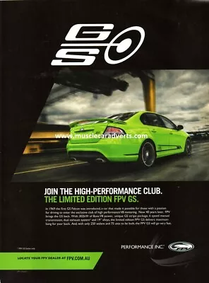 Ford Falcon Fpv Gs Fg A3 Advert Poster Advertisement Brochure • $16