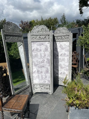 £295 • Buy Indian Carved Upholstered Room Divider