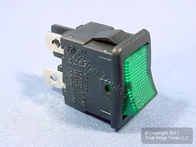 Leviton Green Pilot Light Mini Rocker Panel Switch ON/OFF Micro Snap-In MR001 • $5.98