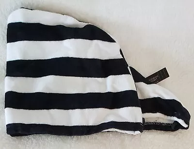 Victoria's Secret Signature Striped Hair Towel Black 9  L X 24  W New With Tags  • $21.99