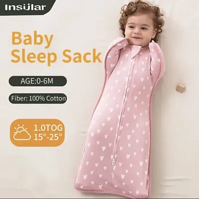 Baby Sleeping Bag Newborn Baby Swaddle Sleeveless Sleep Sack Summer Thin Cotton • £12.98