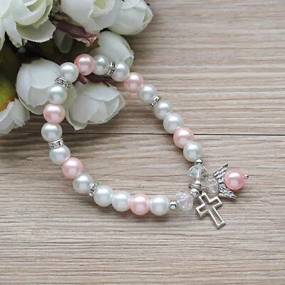 Baby Shower Favor Christening Bracelet Angel Baby Shower Girl Boy Baptism Gif BM • $4.98