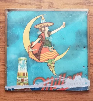 Vintage Tin Miller High Life Sign Prohibition Girl On The Moon • $44.99