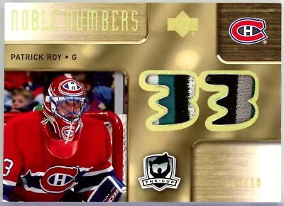 2005-06 The Cup Noble Numbers Dual #DNNRB Patrick Roy / Martin Brodeur PATCH /10 • $1453.96