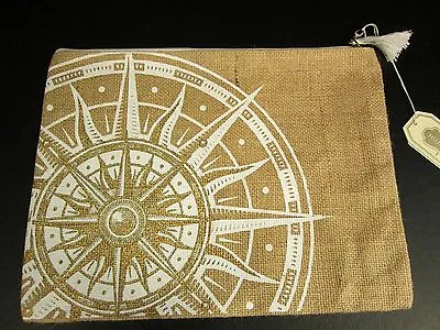 Aweigh We Go Jute Carry-All Case By Mud Pie Compass Design NWT • $14.95