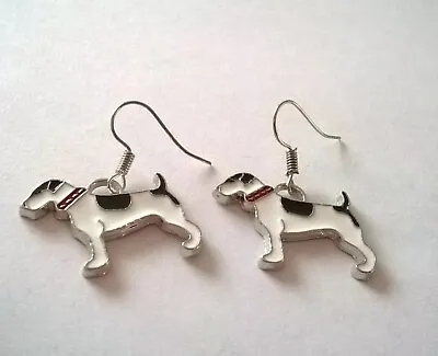 £2.49 • Buy Jack Russell Dog Enamel Tibetan Silver Earrings
