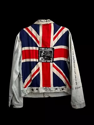 Vintage 1980s The Clash Fan Made Levi’s Denim Jean Jacket Union Jack • £4500