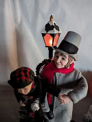 Vintage Scrooge Bob Cratchit And Tiny Tim Christmas Animated Lighted Lamp Post • $67.49