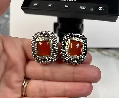 Vintage Carnelian Clip On Earrings  • $15