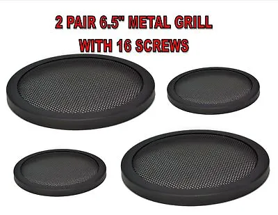 2 Pair 6.5  Inch Car Speaker Woofer Steel Mesh Grill W/ Speed Clips & Screws Gt- • $26.95