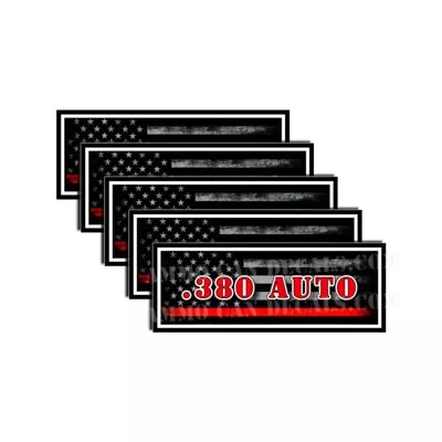 .380 Auto Ammo Can Decal Gun Ammunition Box Sticker Red Line American Flag 5 Pk • $4.99