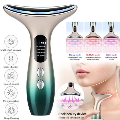 LED Microcurrent Face Neck Beauty Machine Facial Skin Tightening Lifting Device • £12.99