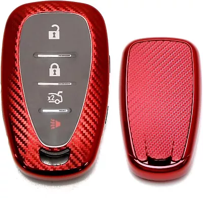 Red W/Carbon Fiber TPU Key Fob Protective Case For Chevry 16-up Camaro Malibu... • $11.69