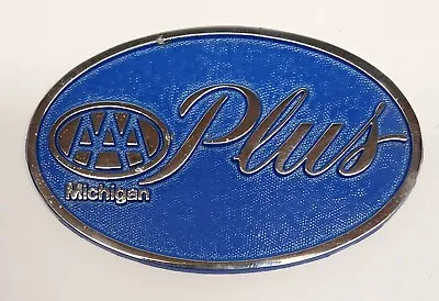 Vtg 1970's-80's AAA PLUS Michigan Chrome Metal Emblem Badge - Auto Club - Unused • $24