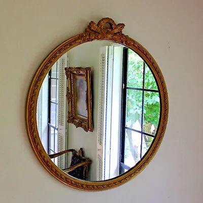 Vintage Empire Style Round Mirror With Gilt Wood Frame • $365