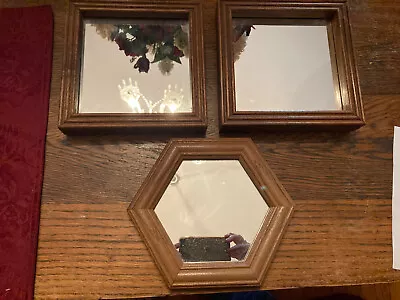 Vtg 3 Homco Home Interior Mirrors In Wood Frames 8 In  • $20