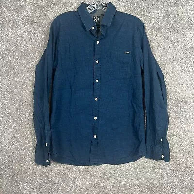 Volcom Long Sleeve Button Up Shirt Men's Large Heathered Blue • $14.99