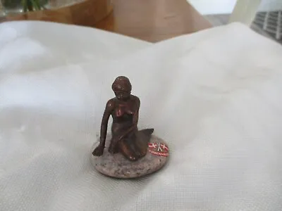 Vintage Bronze Finish Metal Mermaid Real Rock Figurine 3  Not Magnetic Kobenhavn • $14.99