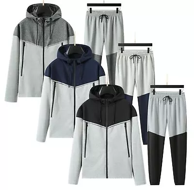 Mens Tracksuit Sweatshirt Joggers Long Sleeves Basic Gym Clothing Set • £24.99