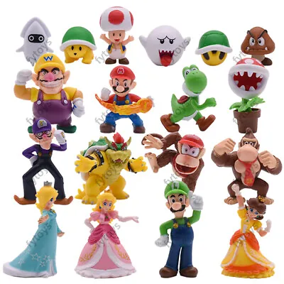 Super Mario Bros Figure Mario Luigi Wario Waluigi Bowser Mini Doll Toy 18pcs/set • $19.69