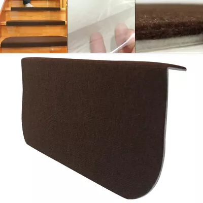 $45 • Buy 13 Pcs Foldable Washable Stair Treads Dark Brown Non Skid Slip Carpet 55 * 24cm