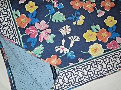 Vera Bradley Blue Lattice Yellow Orange Blue Floral (1) Queen Quilt 88 X 90 • $96