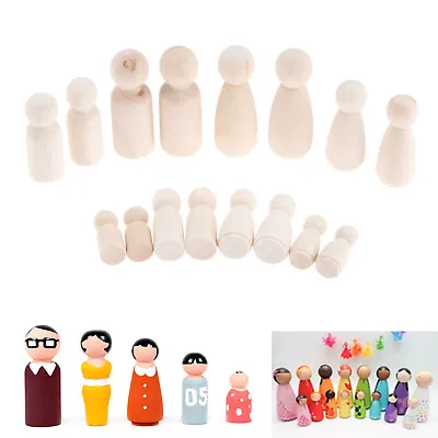 £4.31 • Buy Unpainted Wooden Peg Dolls People Kid DIY Handmade Art Craft Gift Toy Decoration