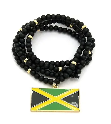 Mens Hip Hop Jamaica Flag 30  Wooden Necklace Gold Plated* • $16.99