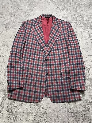 Vtg 1960s 70s Juilliard Crown Sport Coat Gray Red Blue Blazer Union Made Jacket • $49.99