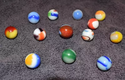 Vintage Mixed American Toy Marbles Lot Of 13 Marbles Size Approx .625 =5/8  • $20