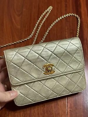 Vintage Chanel Mini CF Flag WOC Gold Wallet Waist Bag Clutch 3 In 1 • $2500