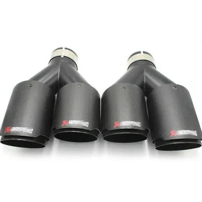 2PCS Carbon Fiber+ Stainless Car Exhaust Tip Dual Pipe ID:2.5  63mm OD:3.5  89mm • $182.40