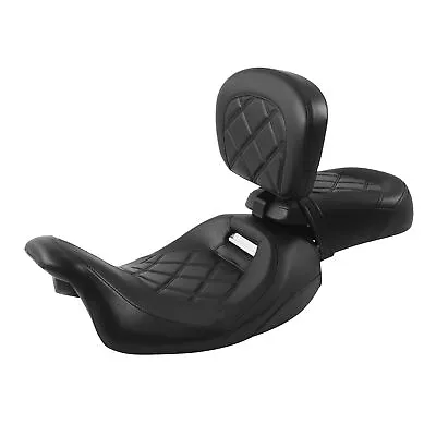 Driver & Passenger Seat With Backrest Black Fit For Harley Touring 2009 & Up • $189.98