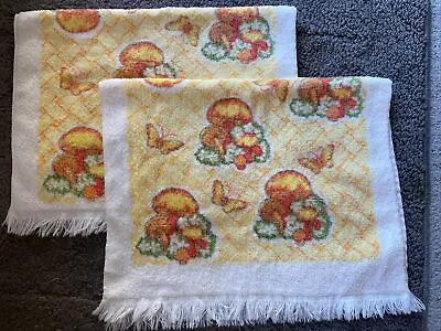 Pair Vintage 80’s Butterfly Mushroom Kitchen Dish Towels Cotton Terry Cloth • $24.99