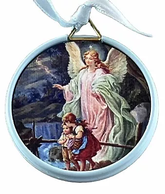 Catholic Guardian Angel Colorized Religious Medal Nursery Decor Italy • $8.99
