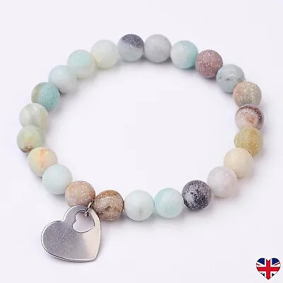 £4.69 • Buy Amazonite Bracelet Crystal Gemstone Bead Chakra Charm Heart Silver Ladies Stone