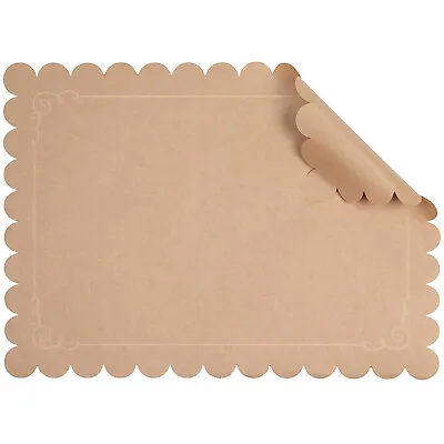 $15.99 • Buy 100 Pack Disposable Placemats For Dining Table Decor, Scalloped Edges, 14x10 In