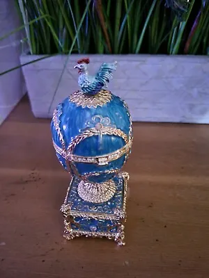 Faberge Egg Replica With Clock. Kelch Chanticleer.Russian Music Box With Rooster • $98