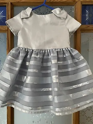 Stunning Baby Girl Tu Dress 9-12 Months Metallic Silver Full Lined Skirt #147 • £6.99