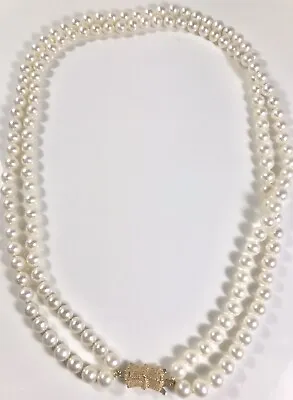 Sea Magic Mikimoto Vintage 14kyg 5.8 Mm Double Strand Pearl 18” Necklace (c340) • $899.99