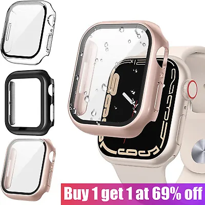 Tempered Glass Screen Protector Case Cover For IWatch Apple Watch 8 7 6 5 4 SE • £2.99